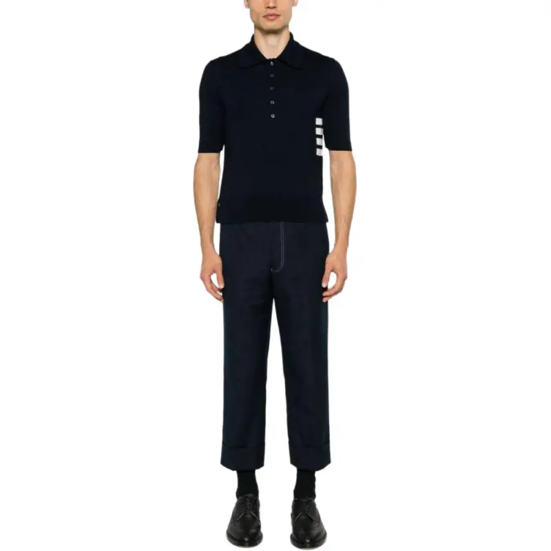 THOM BROWNE 4 Bar Short Sleeved Knitted Polo Shirt-1