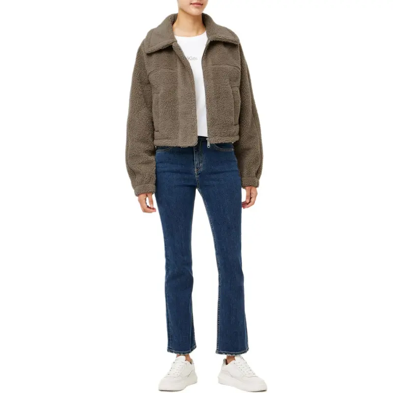 CALVIN KLEIN Velvet feel Coat Women's Khaki-4