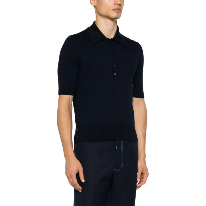 THOM BROWNE 4 Bar Short Sleeved Knitted Polo Shirt-2