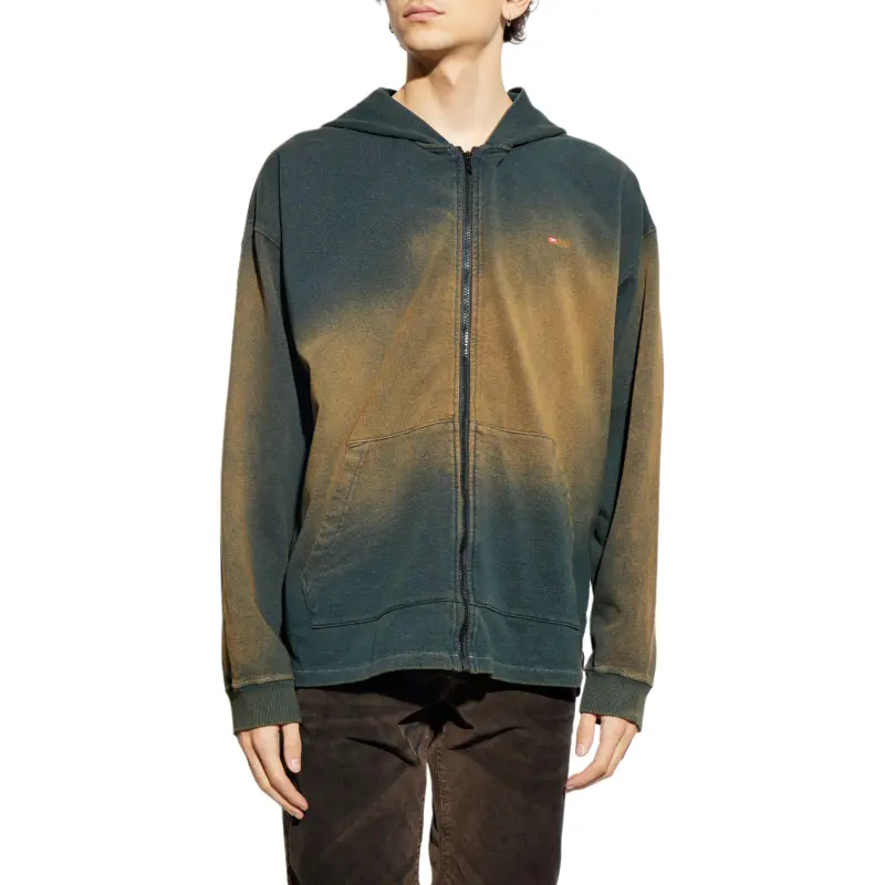 DIESEL S Blaxt Hood Zip Logo Embroidered Hoodie-3