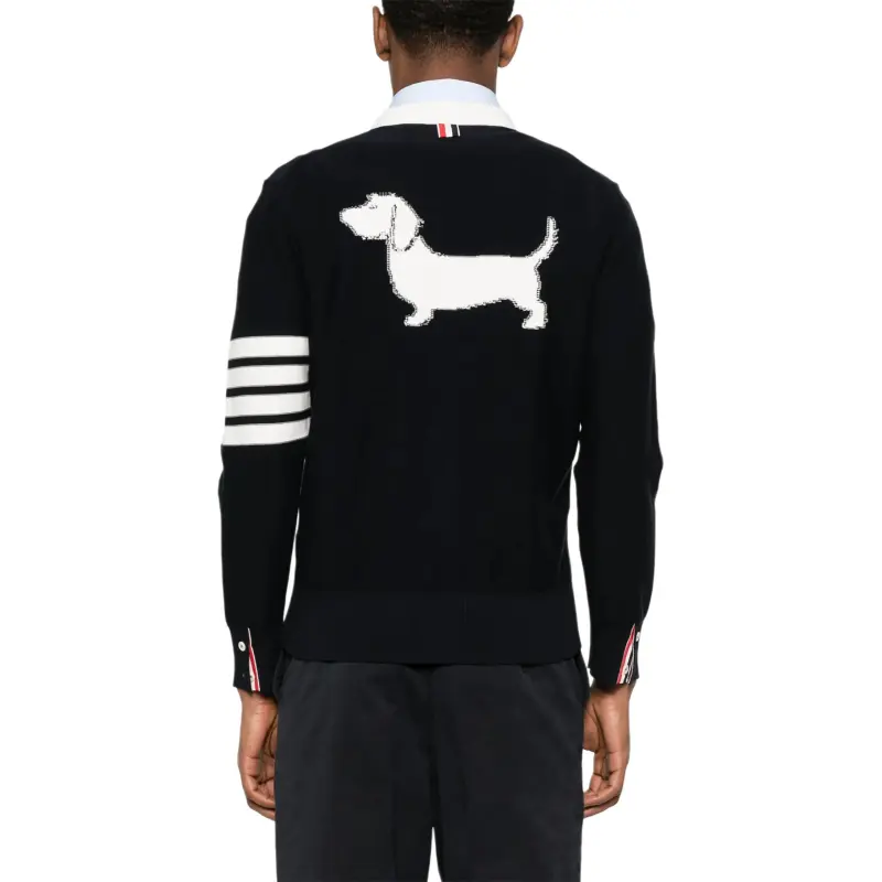 THOM BROWNE V Neck Knitted Cardigan-3