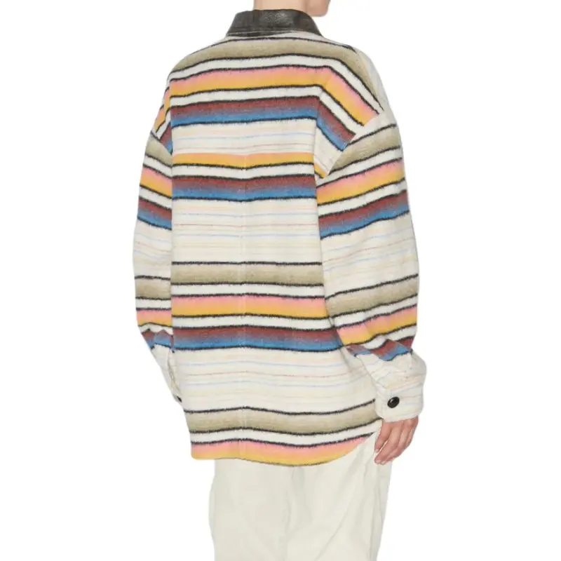 ISABEL MARANT Dayvi Striped Curved Hem Coat-2