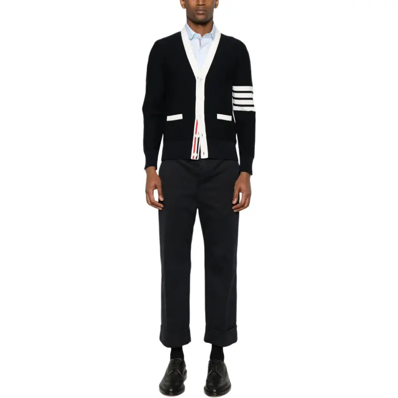 THOM BROWNE V Neck Knitted Cardigan-1