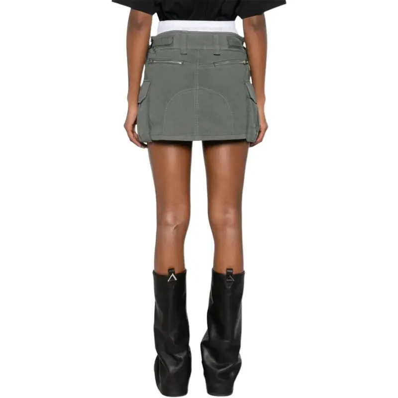 Alexander Wang Logo Elastic Pre Styled Cargo Skirt Balsam Green-3