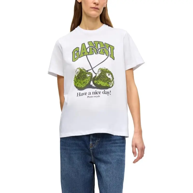 GANNI Logo Printed Crewneck T Shirt-3