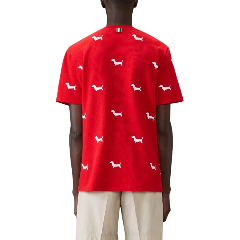 THOM BROWNE Dog embroidery T shirt-1