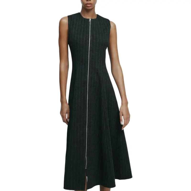 ZARA Sleeveless Dress Women's Grey / Beige-4