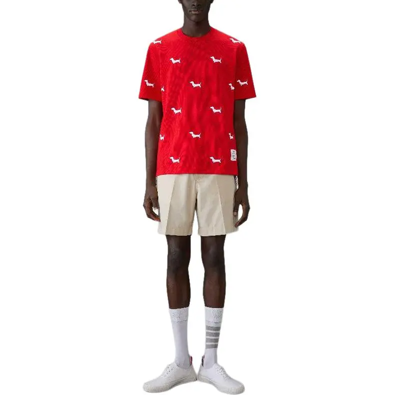 THOM BROWNE Dog embroidery T shirt-2
