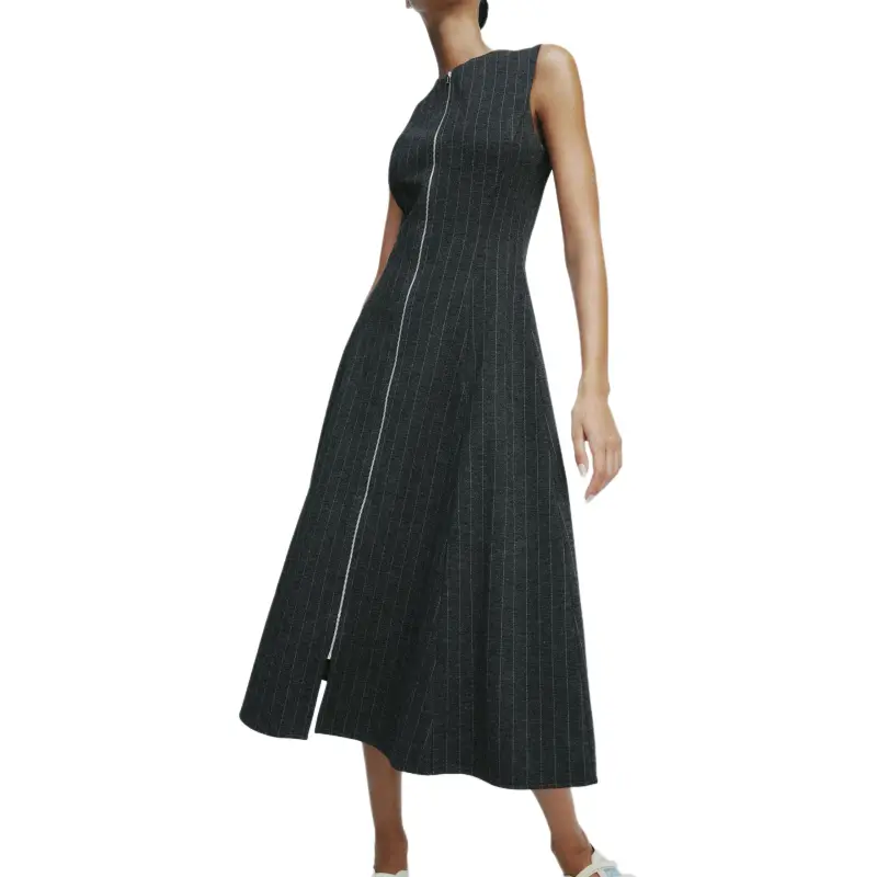 ZARA Sleeveless Dress Women's Grey / Beige-2