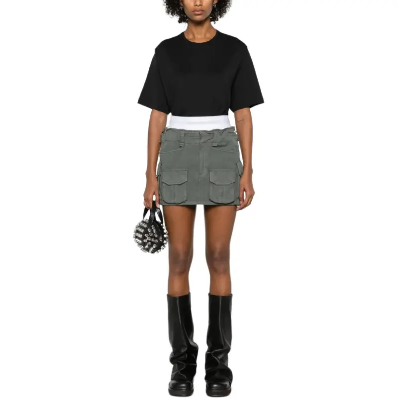 Alexander Wang Logo Elastic Pre Styled Cargo Skirt Balsam Green-2