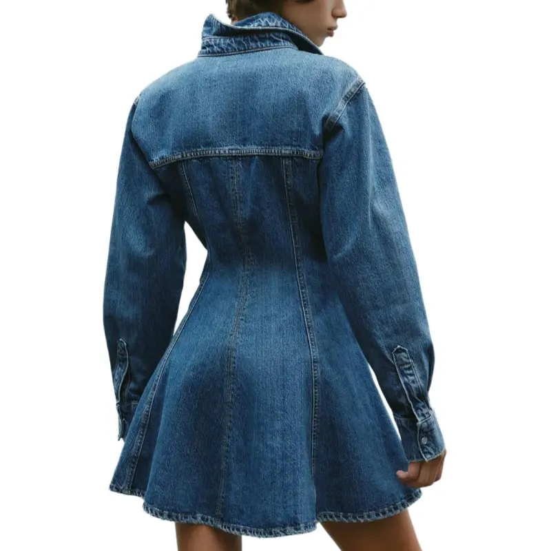 ZARA Trf Long-Sleeved Dresses Women's Blue-3