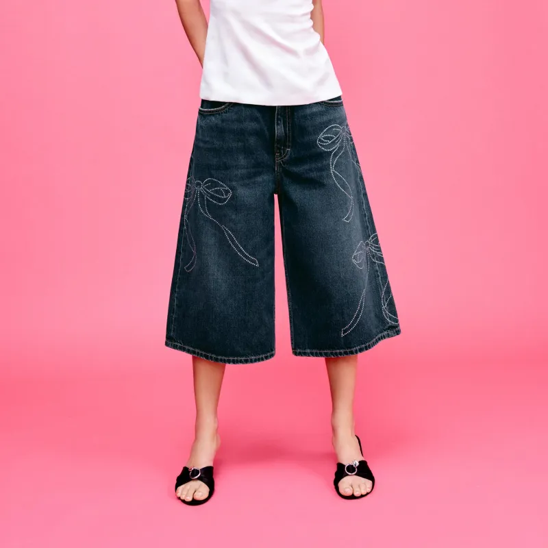 ZARA Valentine's Day Collection SS25 Denim Shorts Women's Blue-1