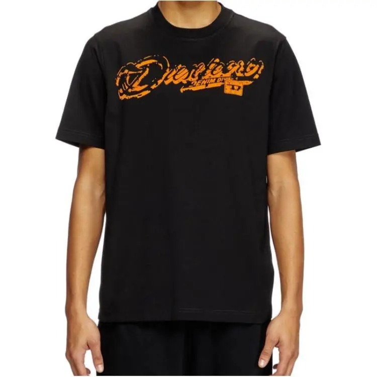DIESEL Distressed Flocked Logo T Shirt-1