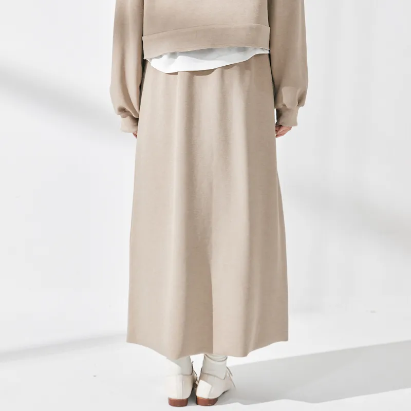 ZIMO Knit Long Skirts Women's Khaki-3