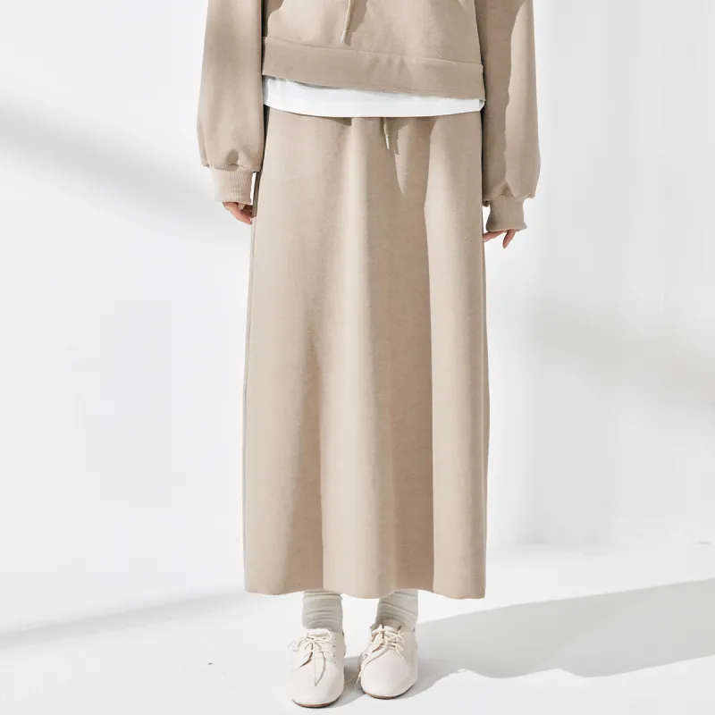 ZIMO Knit Long Skirts Women's Khaki-1