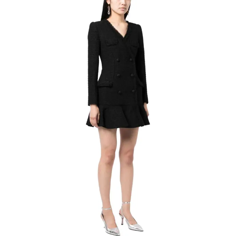 Self portrait Double breasted Bouclé Minidress-4