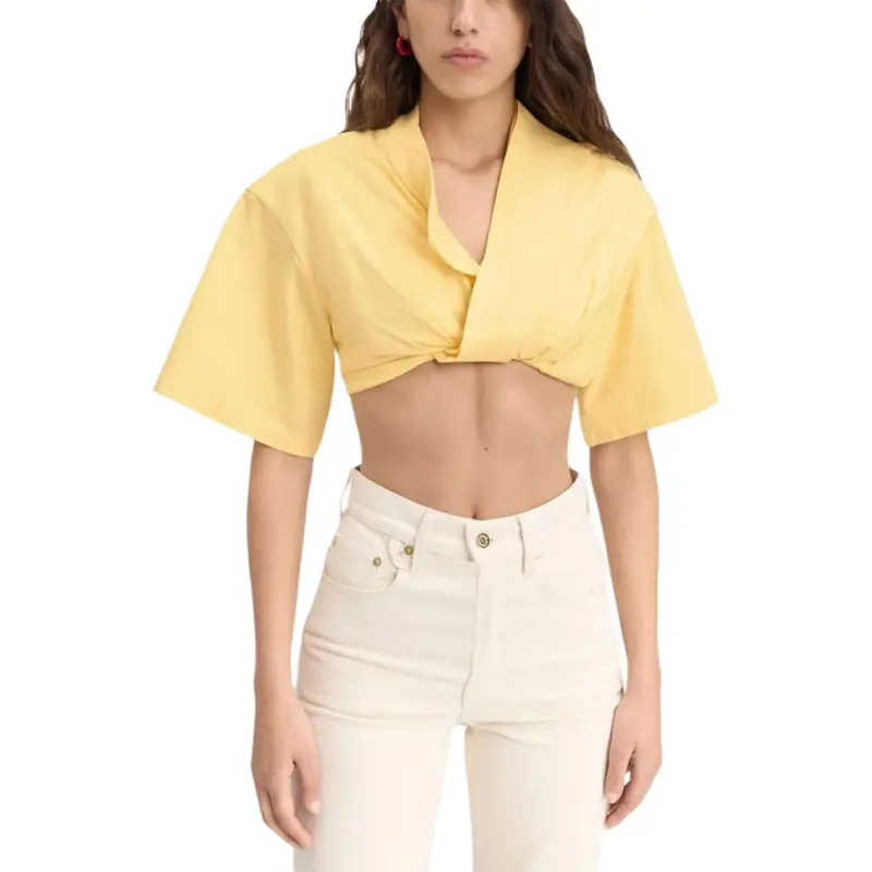 Jacquemus Le Bahia Court Jersey Top 'Light Yellow'-1