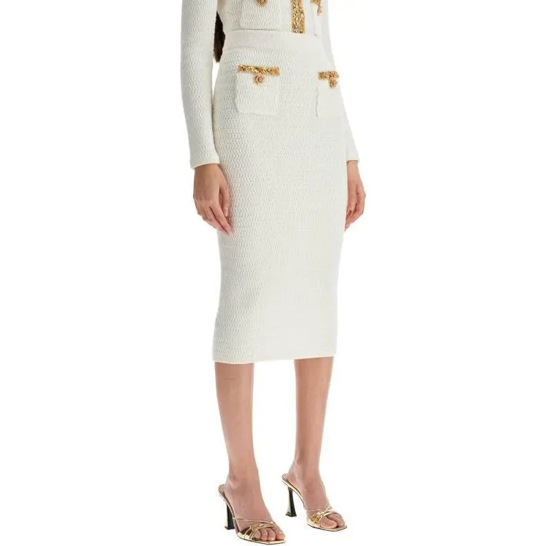 Self portrait Lurex Knitted Midi Skirt-1