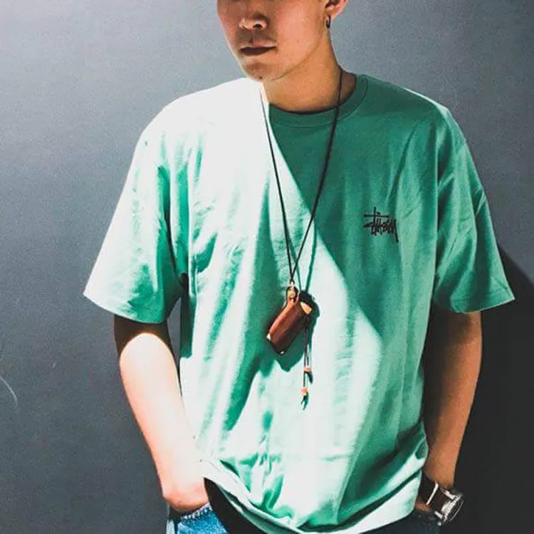Stussy Basic Tee T Shirt Unisex Green-2