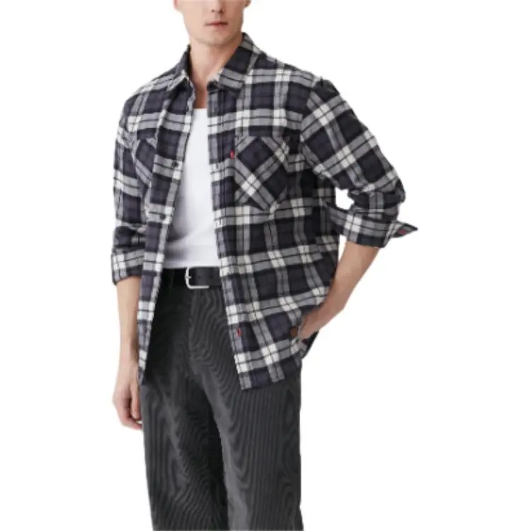 Levis Shirts Men Black Plaid-4