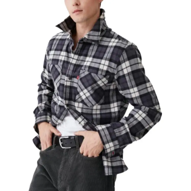 Levis Shirts Men Black Plaid-2