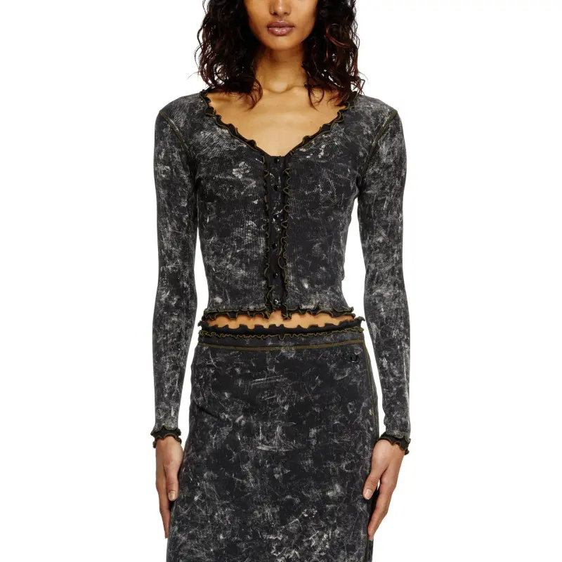 DIESEL T Flux Marbled Buttoned Top-2