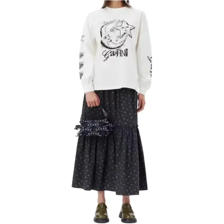 GANNI Graphic Printed Long Sleeved T Shirt-3