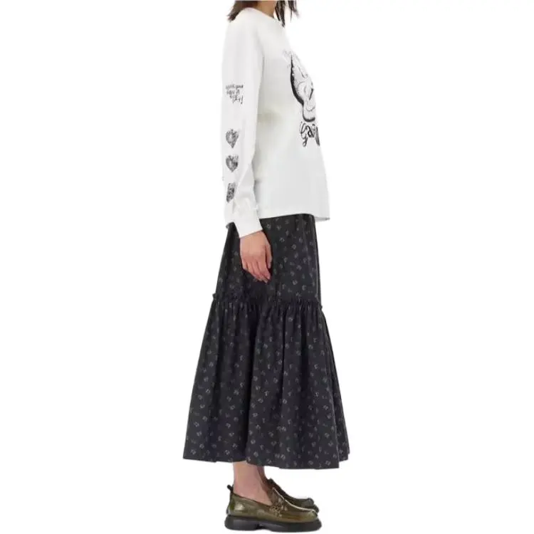 GANNI Graphic Printed Long Sleeved T Shirt-2
