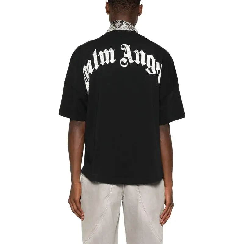 PALM ANGELS Curved logo T shirt-3