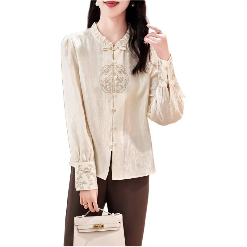 Yi Mengyuan Silk Shirt Women's Beige-2