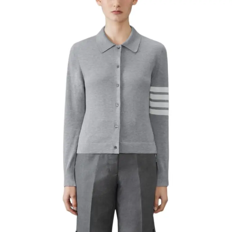 THOM BROWNE 4 Bar Stripe Knitted Polo Shirt-1