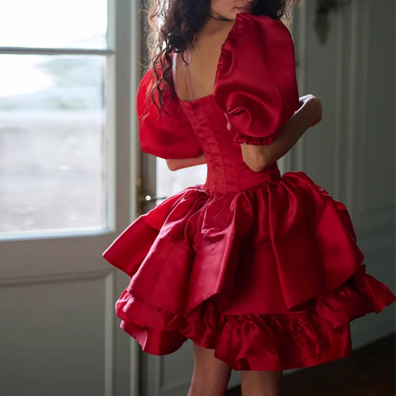 Selkie Collection FW24 Short Sleeved Dress Women's ROUGE Cherry Red-3