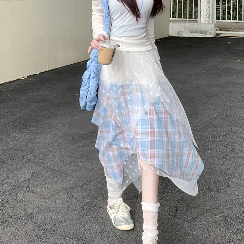 PLAY BUSH Casual Long Skirt Women's Blue-5