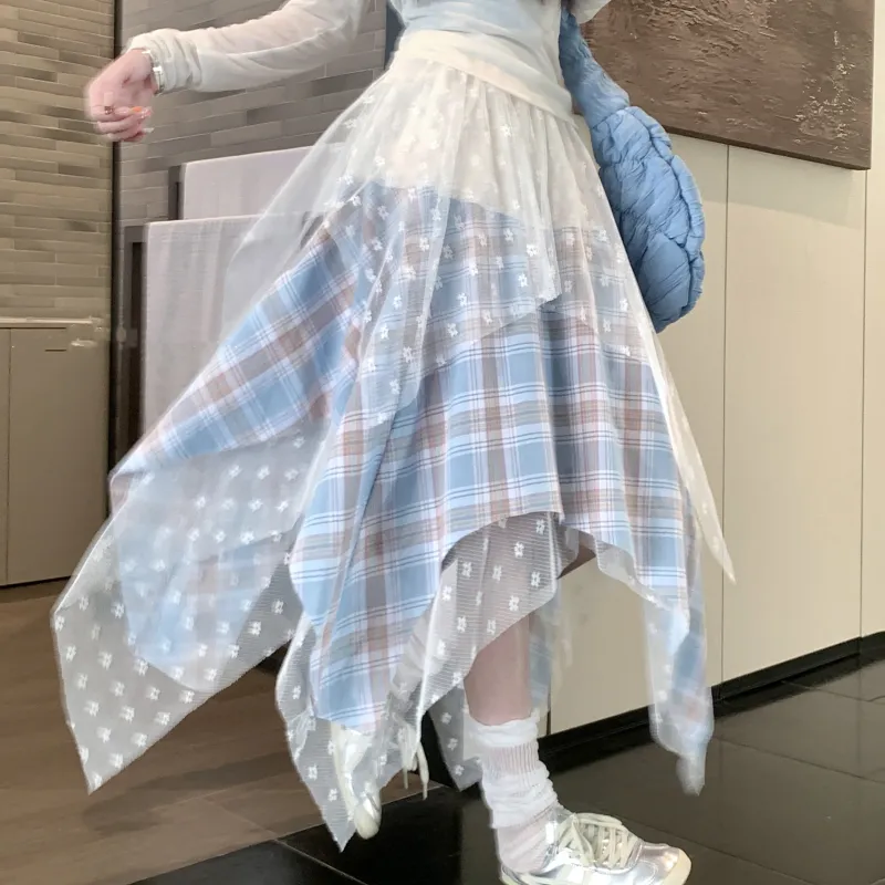 PLAY BUSH Casual Long Skirt Women's Blue-4
