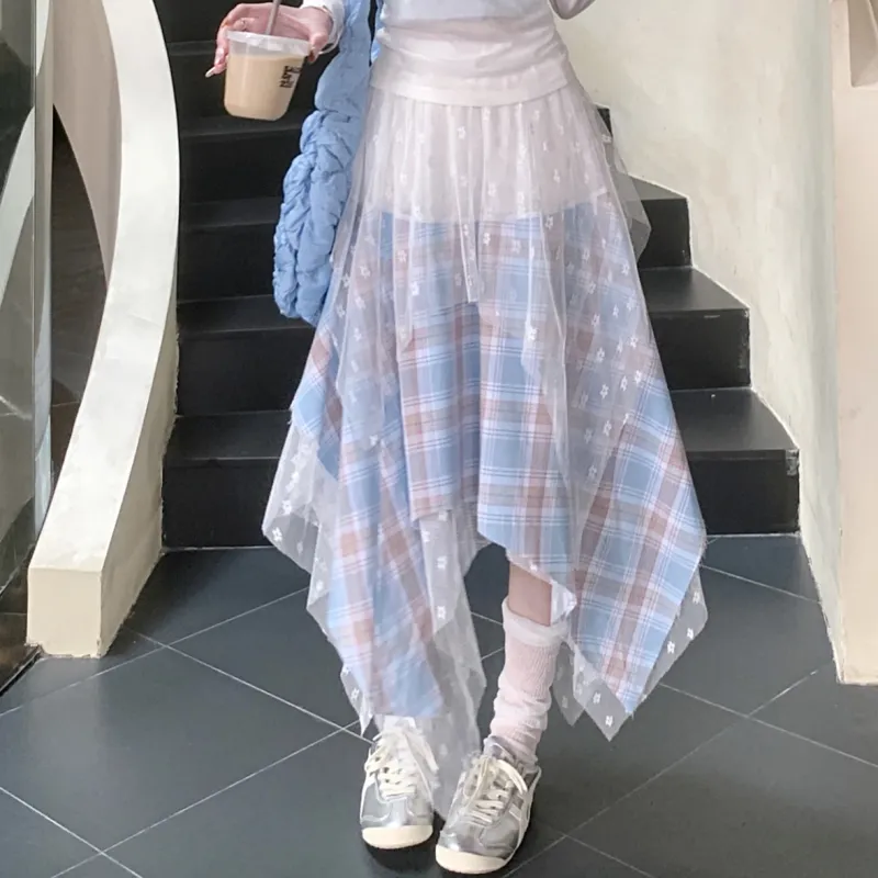 PLAY BUSH Casual Long Skirt Women's Blue-3