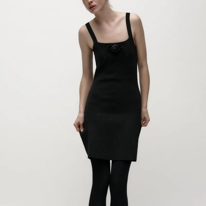 ZARA Slip Dresses Women's Black-3