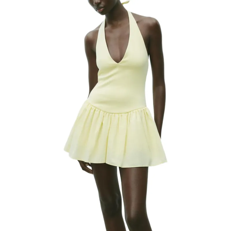 ZARA Slip Dress Women's Light Yellow-3