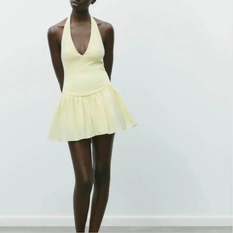 ZARA Slip Dress Women's Light Yellow-4