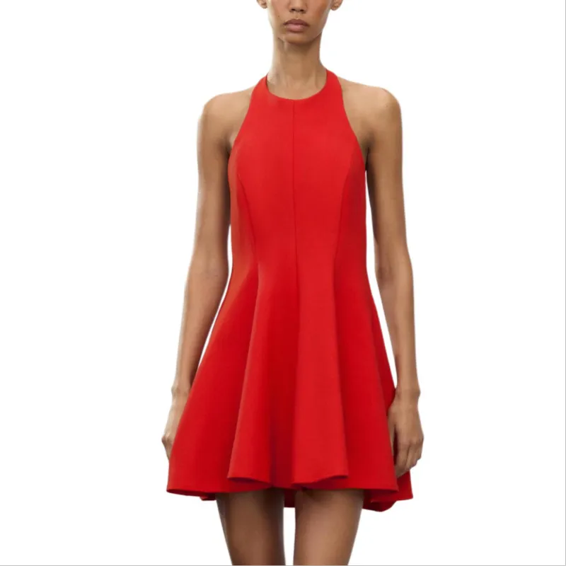 ZARA Sleeveless Dress Women's Red-3