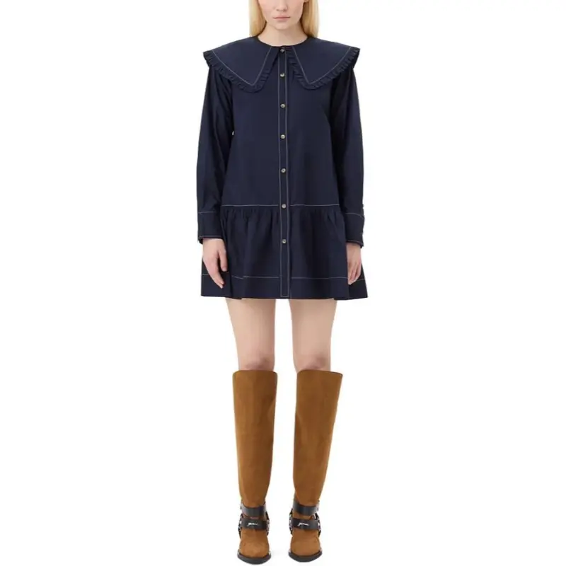 GANNI Poplin Mini Shirt Dress-2