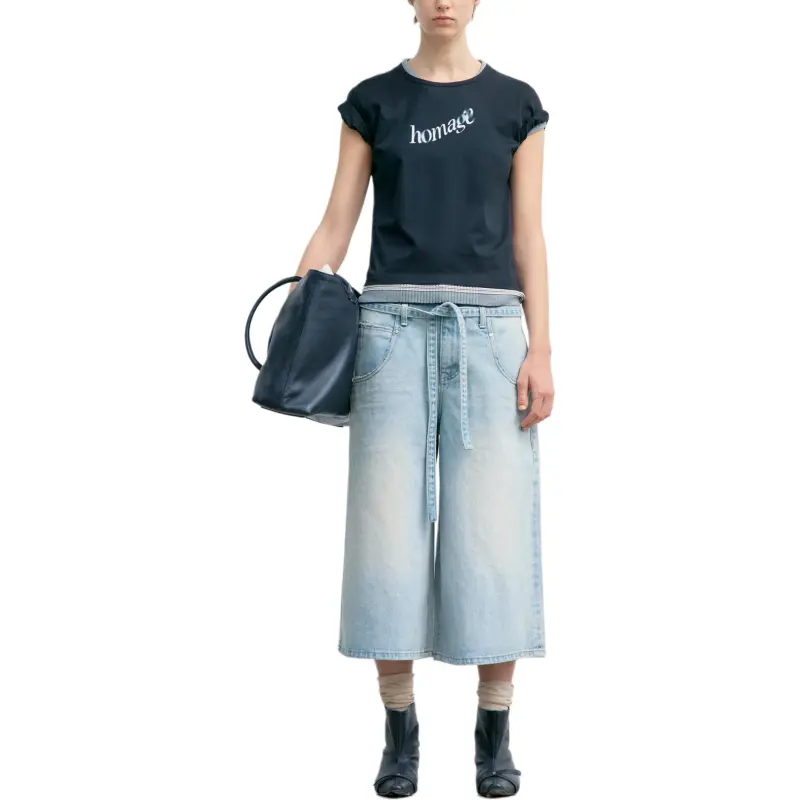 LOW CLASSIC Belted Denim Shorts-4