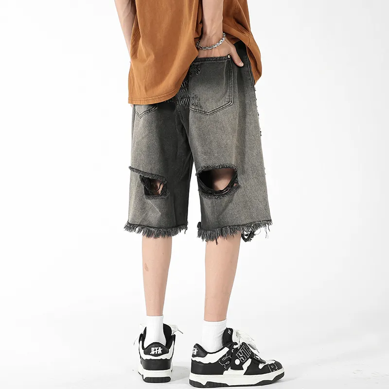 TESTUNG Denim Shorts Unisex Black-3