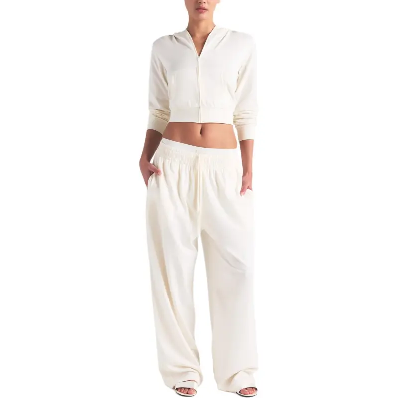 SKIMS SS25 COTTON JERSEY WIDE LEG PANT Casual Pants Women's MARBLE/Marble-1