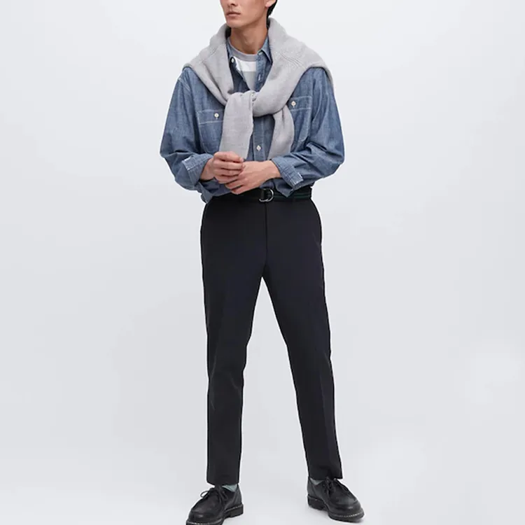 UNIQLO Suit Trousers Men Navy Blue-3