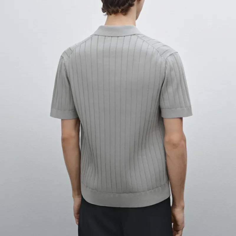 Massimo Dutti Polo Shirt Men's Medium Gray-2