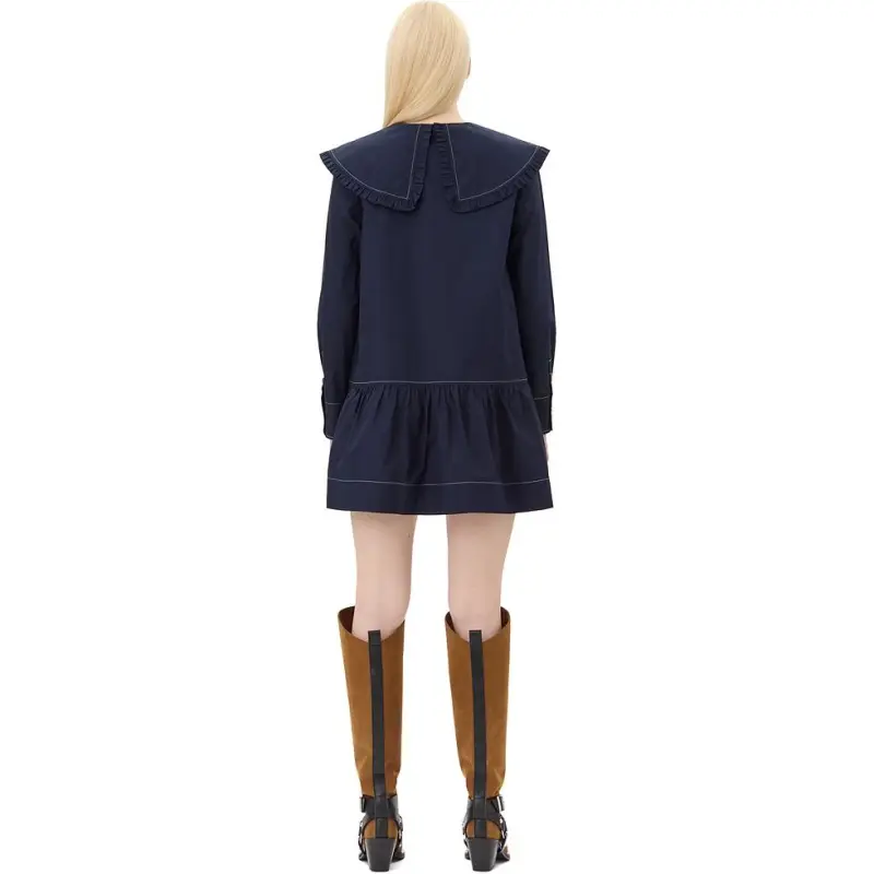 GANNI Poplin Mini Shirt Dress-1