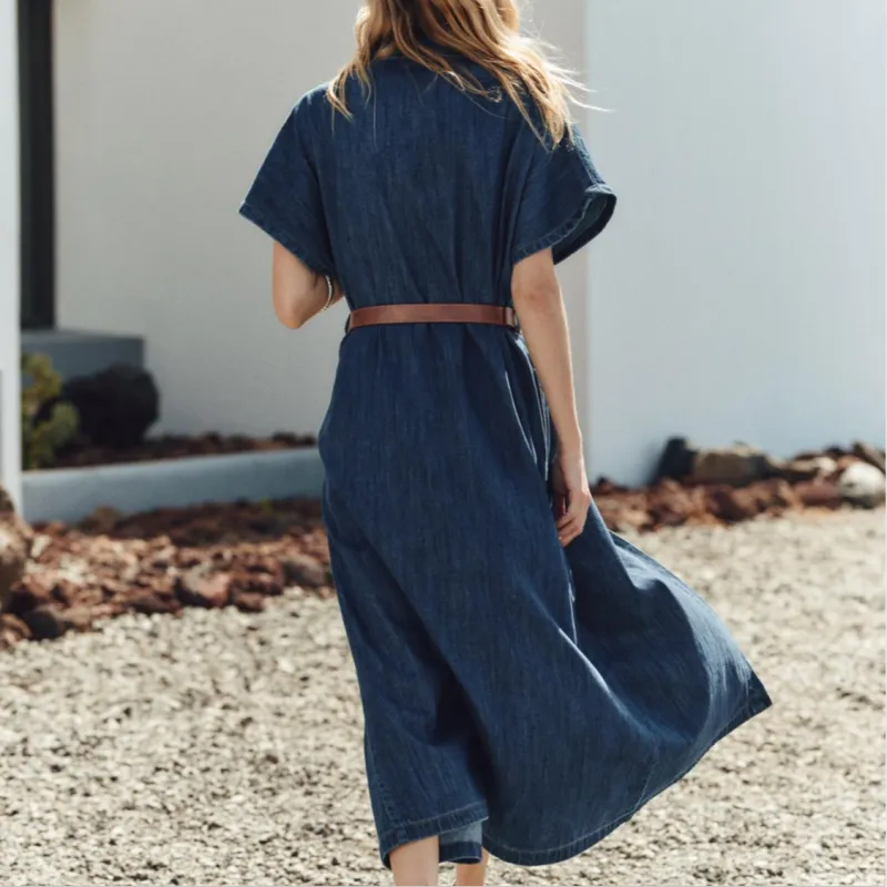ZARA Short Sleeved Dress Women's Blue-3