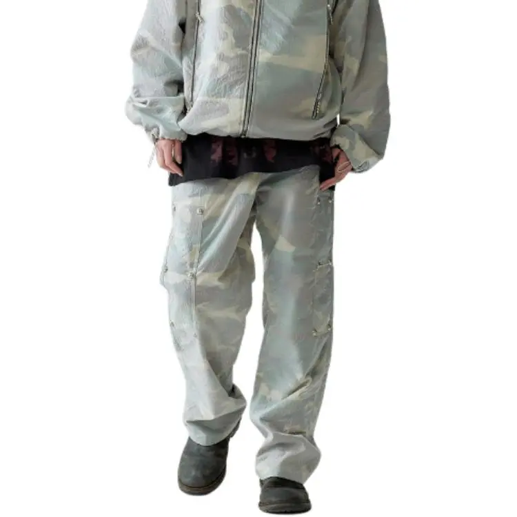 THUG CLUB Casual Pants Unisex Gray Green-2