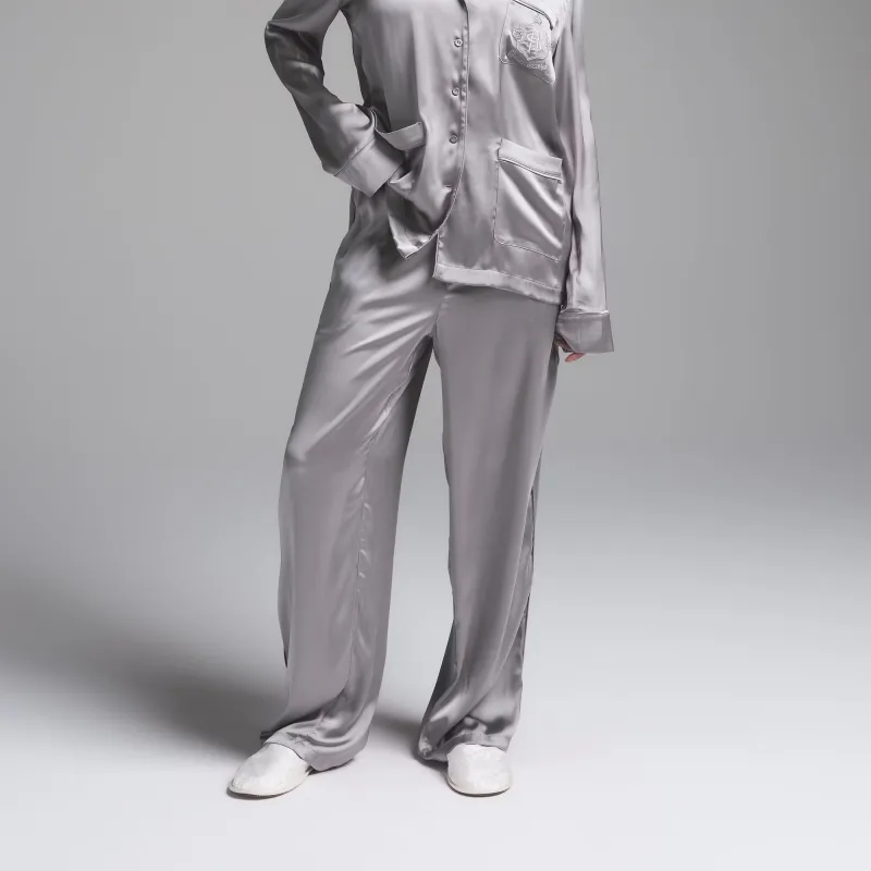 SKIMS FW24 HOTEL SHINE LONG SLEEVE BUTTON UP SLEEP SET Pajama Set Women's MIRROR/Mirror Color-2
