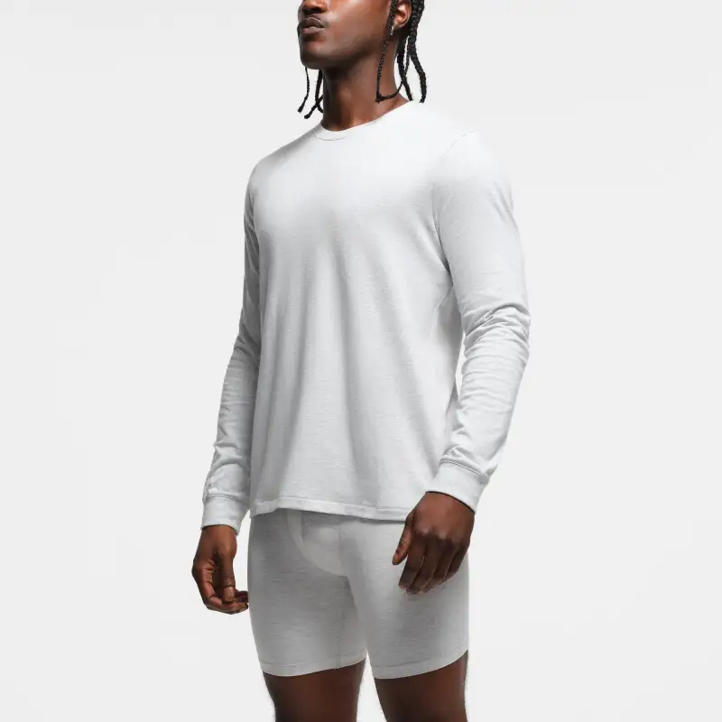 SKIMS FW24 MENS CLASSIC LONG SLEEVE T SHIRT T Shirt Unisex GREY/Light Gray-1